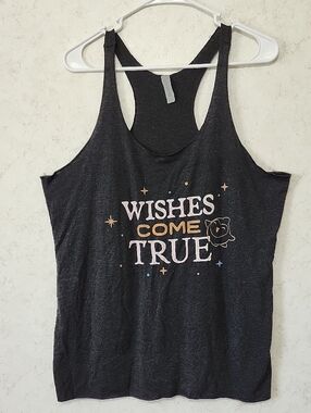 Wishes Come True Graphic Racerback Tank Top Heather Black Disney Movie Wish New